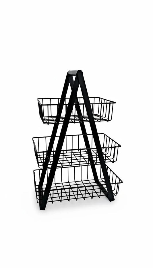 Black 3-Tier Detachable Fruit Basket for Kitchen Storage