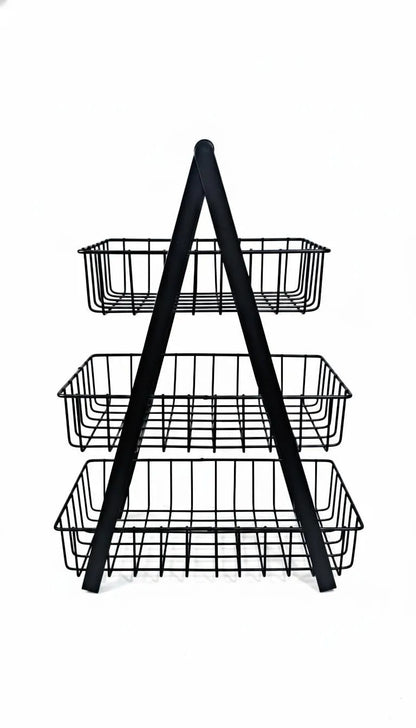 Black 3-Tier Detachable Fruit Basket for Kitchen Storage