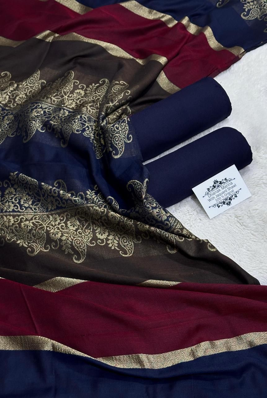 Most Hit Design Dhanak Winter Collection 2026 | 3-Piece Unstitched Suit with Fancy Wool Shawl