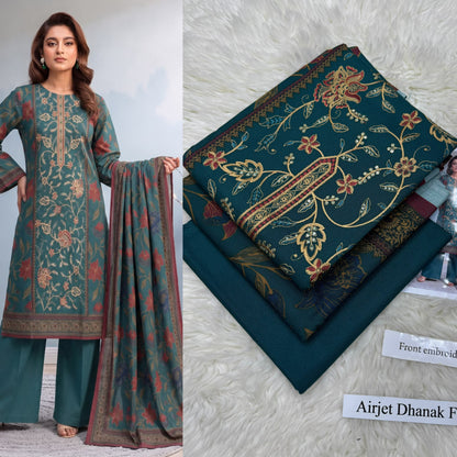 Airjet Dhanak 3pc Front Embroidery Suit | Winter Collection 2026 | Ladies 3 Piece