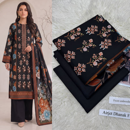Airjet Dhanak 3pc Front Embroidery Suit | Winter Collection 2026 | Ladies 3 Piece