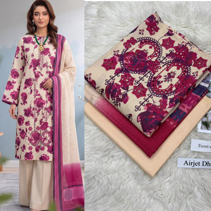 Airjet Dhanak 3pc Front Embroidery Suit | Winter Collection 2026 | Ladies 3 Piece