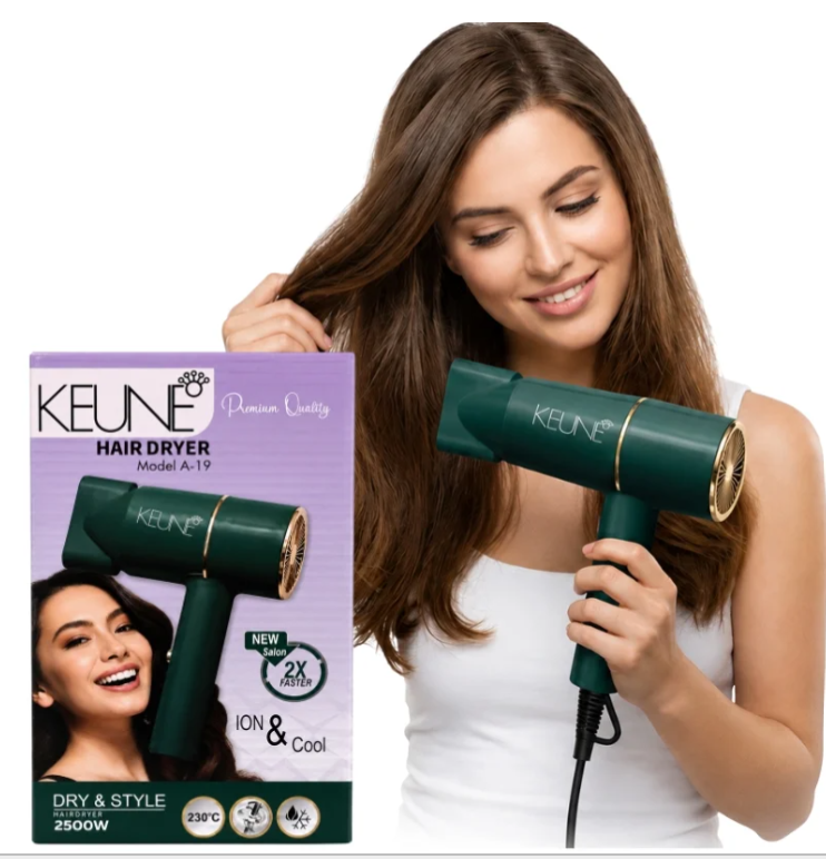 KEUNE A-19 Hair Dryer | 2500W Professional Salon Hair Dryer | 2X Faster Drying | Hot & Cold Air | Ionic Hair Care