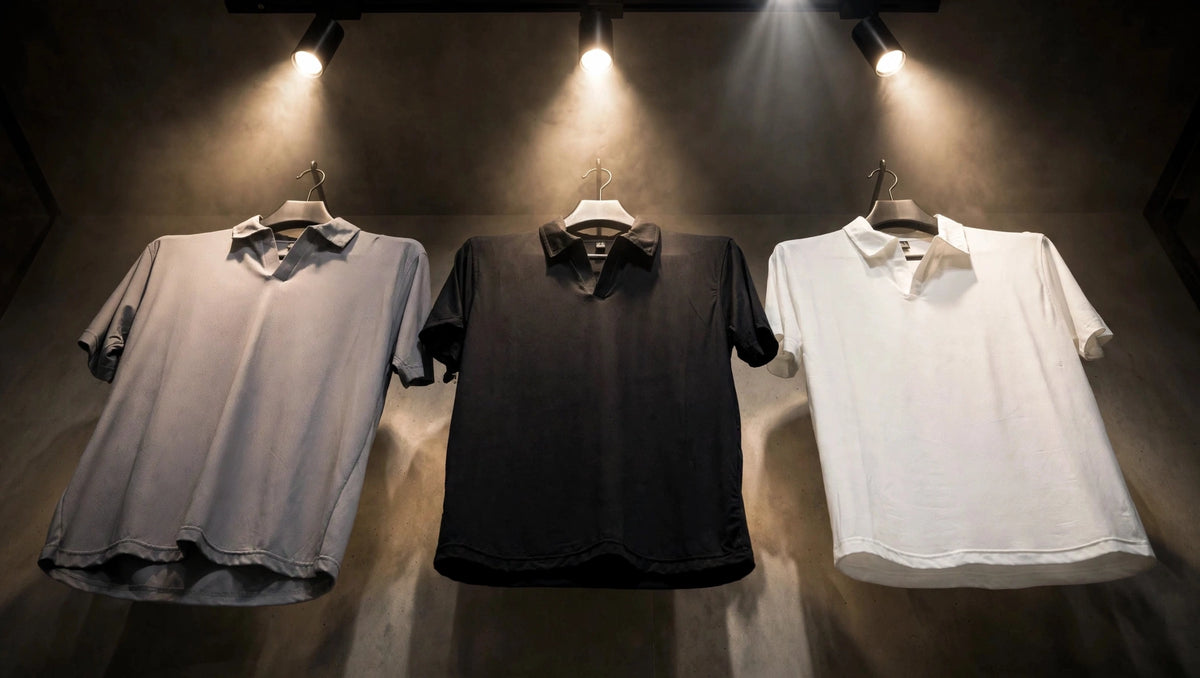 Modern Open V-Collar Polo - No-Button Luxury | 3 Colors