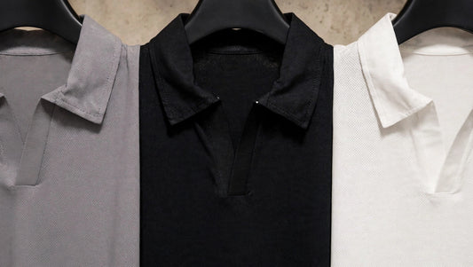 Modern Open V-Collar Polo - No-Button Luxury | 3 Colors
