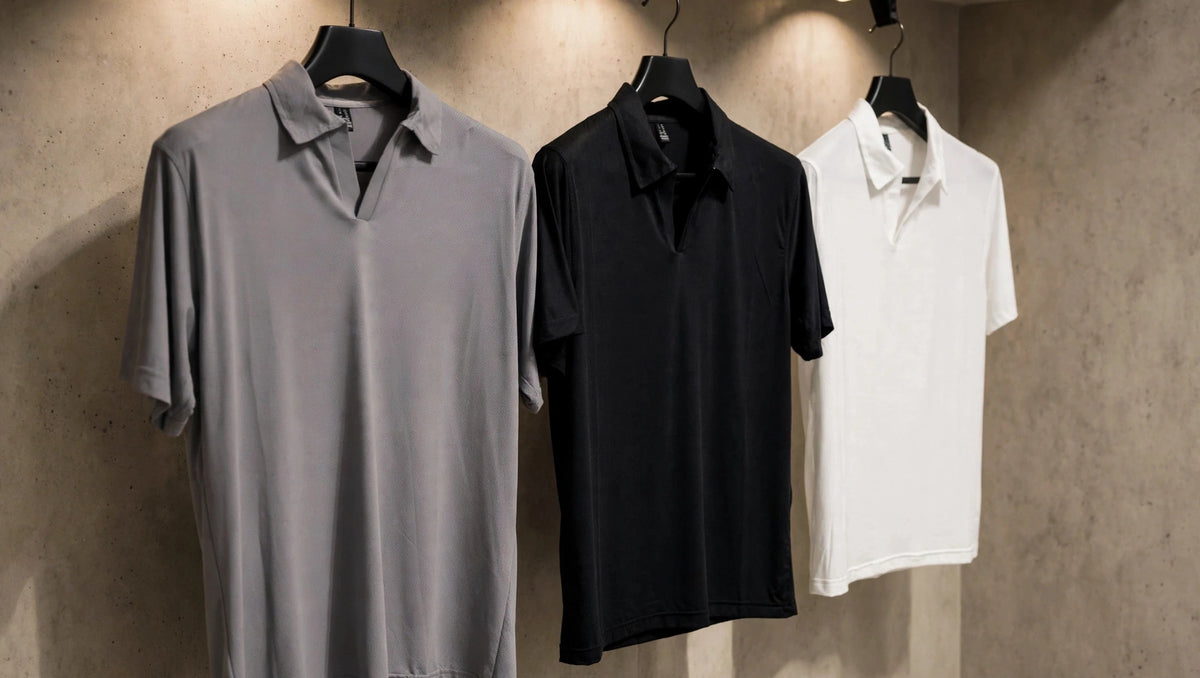 Modern Open V-Collar Polo - No-Button Luxury | 3 Colors